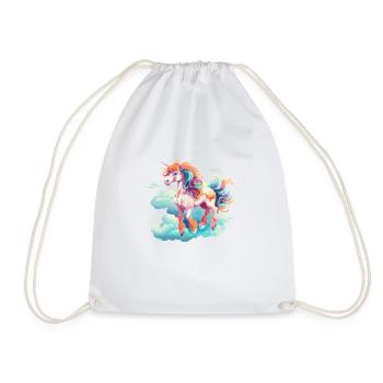 beautiful unicorn - Drawstring Bag - white - Front
