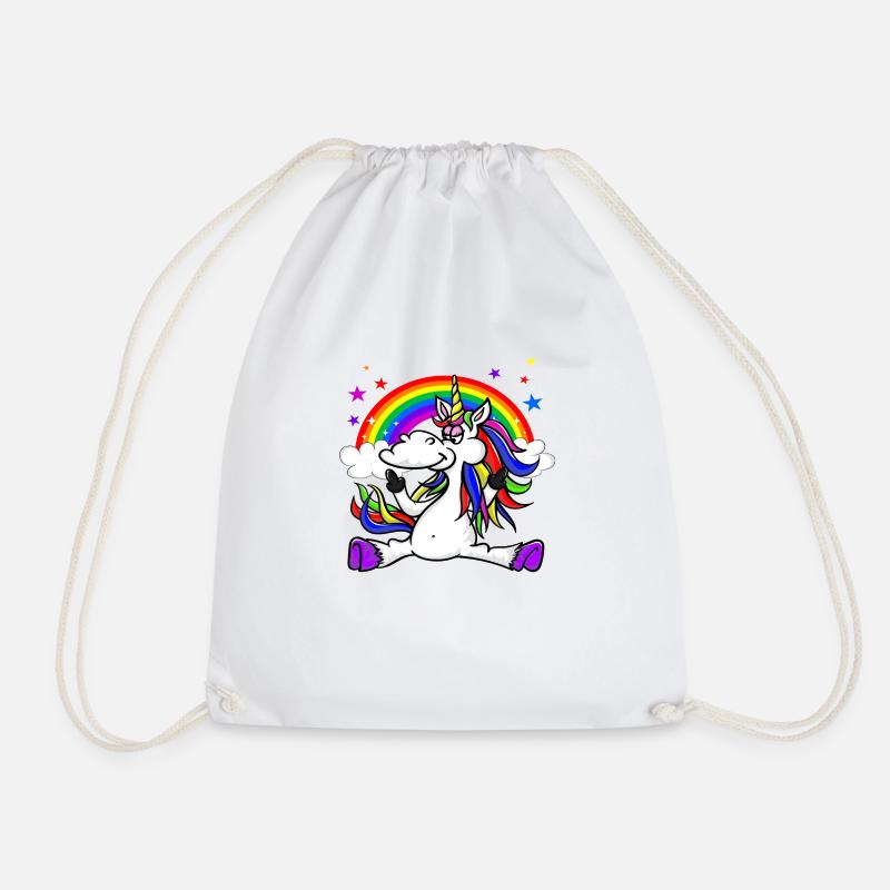 Crazy funny unicorn - Drawstring Bag - white