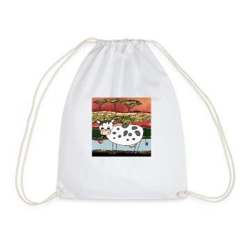 Cow - Drawstring Bag - white - Front