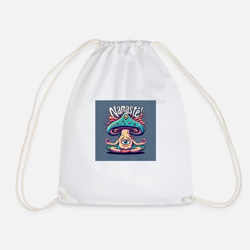 Namaste mushroom - Drawstring Bag - white