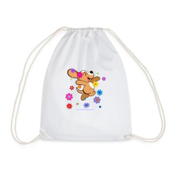 Happy Hippie Beagle - Turnbeutel - Weiß - Vorne