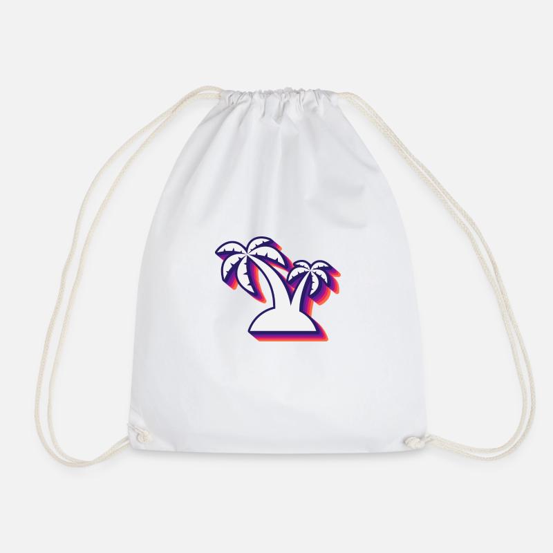 Tropical Tranquility: Couple of Palm Trees Design - Drawstring Bag - white