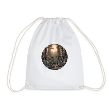 Bicycle / Bike / Cycling / Bicycle / Forest / Mountains - Drawstring Bag - white - Front