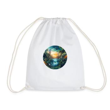A sunset in the big city in the - Drawstring Bag - white - Front