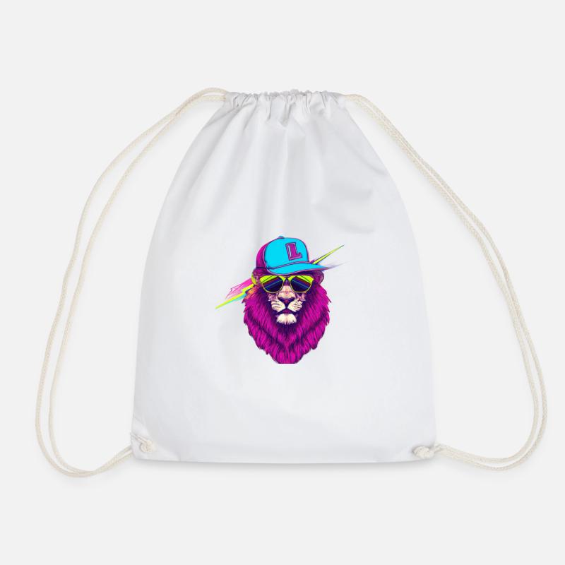 Cool Lion - Drawstring Bag - white