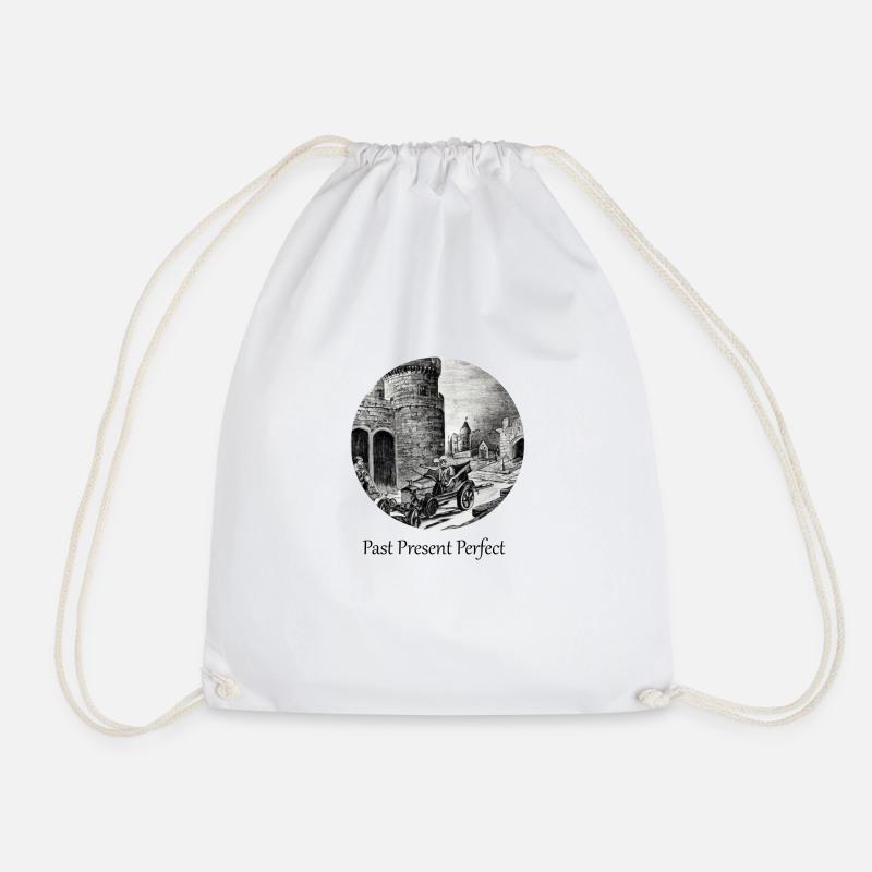 Past Present Perfect - Drawstring Bag - white