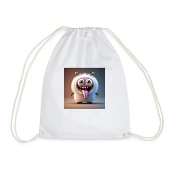Happy Halloween cute monster tongue out scary fun - Drawstring Bag - white - Front