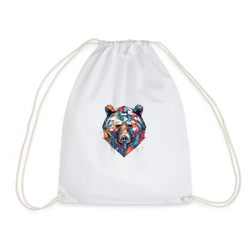 Bear color Splash Bär Geometric Design - Drawstring Bag - white - Front