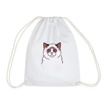 Poupée de chiffon Visage de chat malheureux - Sac de sport léger - blanc - Devant