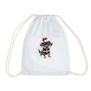 Dogs Rottweiler Christmas Puppy Dog - Drawstring Bag - white - Front