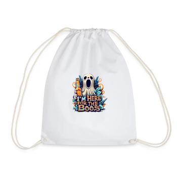 Halloween: Ghost with funny Halloween saying - Drawstring Bag - white - Front