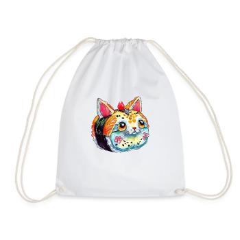 Sushi Cat - Drawstring Bag - white - Front