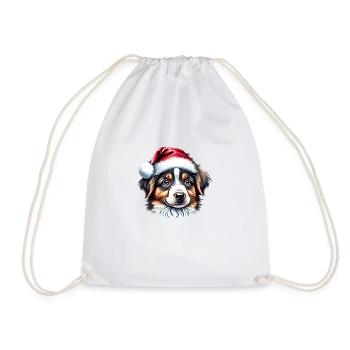 Australian Shepherd Christmas Dog Owner - Drawstring Bag - white - Front