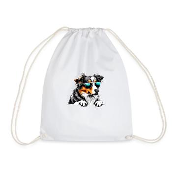 Puppy Australian Shepherd Dog Owner - Drawstring Bag - white - Front