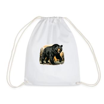Black Bear Large Motif - Drawstring Bag - white - Front