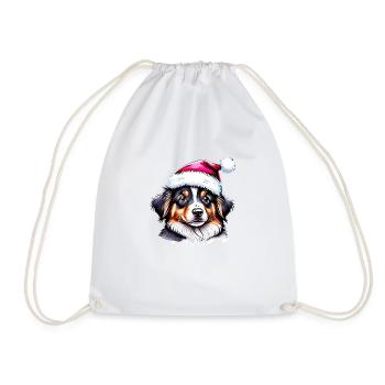 Australian Shepherd Christmas Dog Owner - Drawstring Bag - white - Front