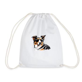 Puppy Australian Shepherd Dog Owner - Drawstring Bag - white - Front