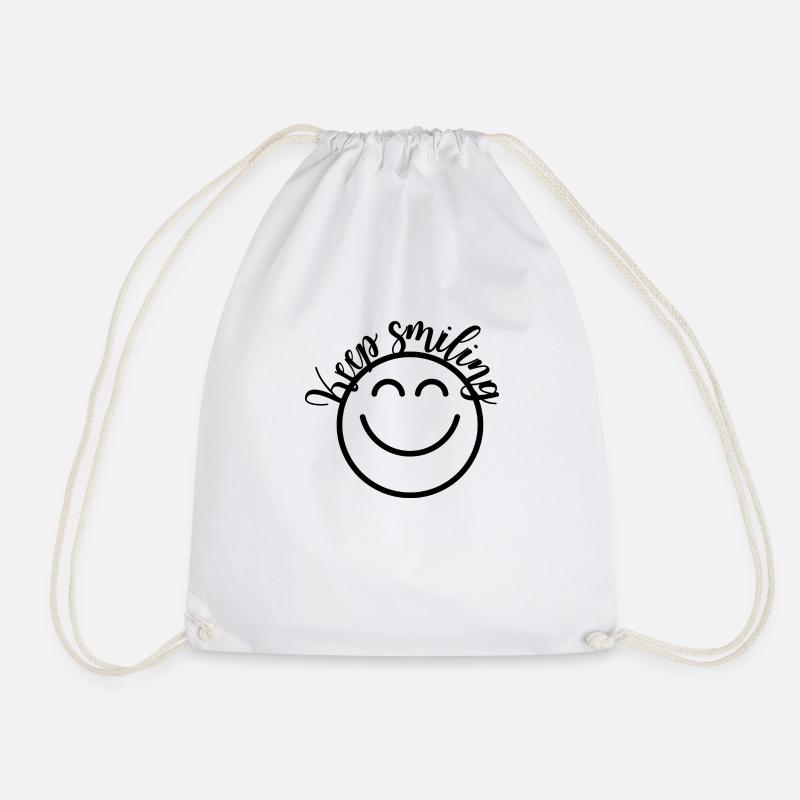 Keep smiling - Drawstring Bag - white