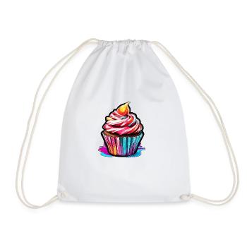Cupcake / Muffin / Gebäck / Dessert / Kuchen - Turnbeutel - Weiß - Vorne