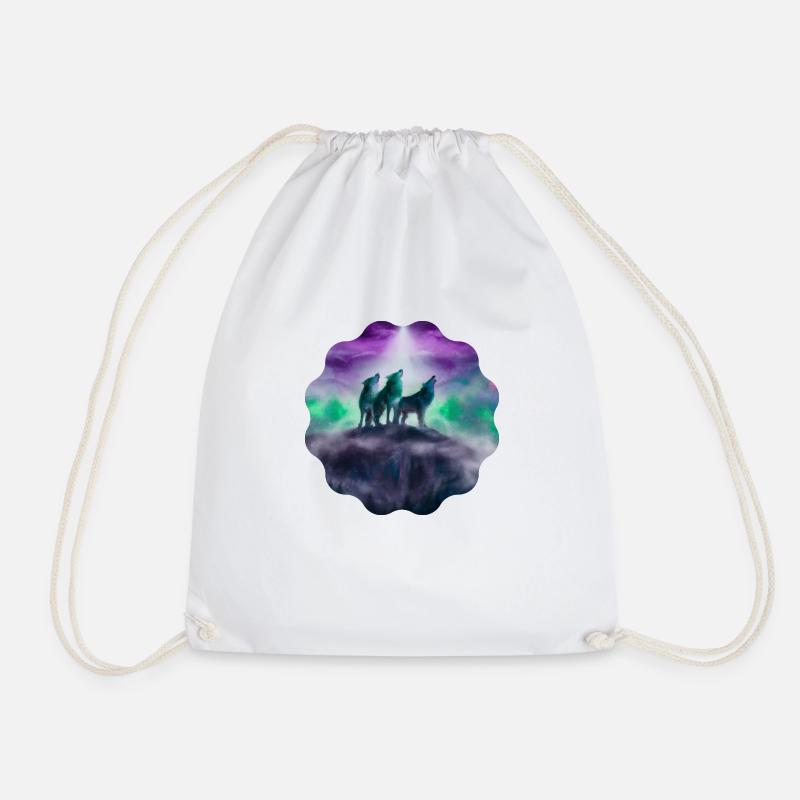 Wolves - Drawstring Bag - white