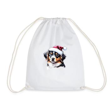 Australian Shepherd Christmas Dog Owner - Drawstring Bag - white - Front