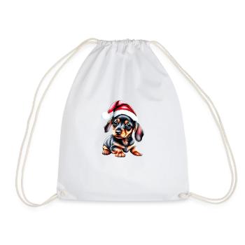 Teckel chiot Noël Teckel chien de Noël - Sac de sport léger - blanc - Devant