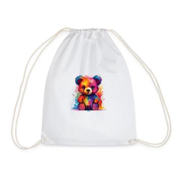 the colorful teddy bear - Drawstring Bag - white - Front
