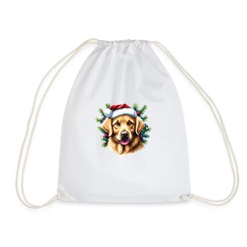 Golden Retriever Christmas Dogs Dog Owners - Drawstring Bag - white - Front