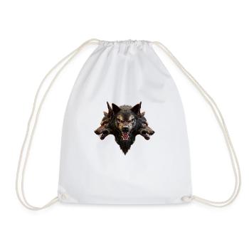 Wolf Devil Heads Evil Creepy Werewolf - Drawstring Bag - white - Front