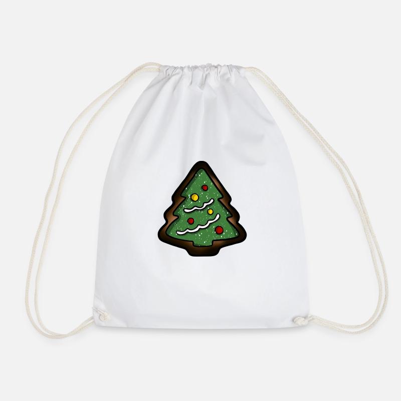 Burnt Christmas Tree Cookies - Drawstring Bag - white