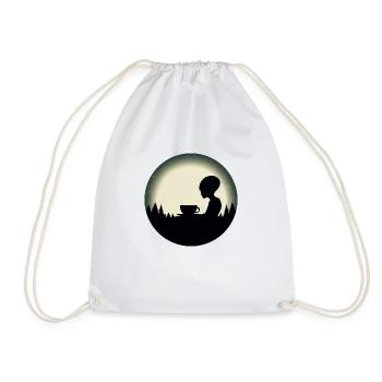 Alien Alien Coffee Silhouette Night Sky - Drawstring Bag - white - Front