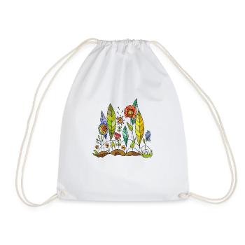 Flowers - Drawstring Bag - white - Front