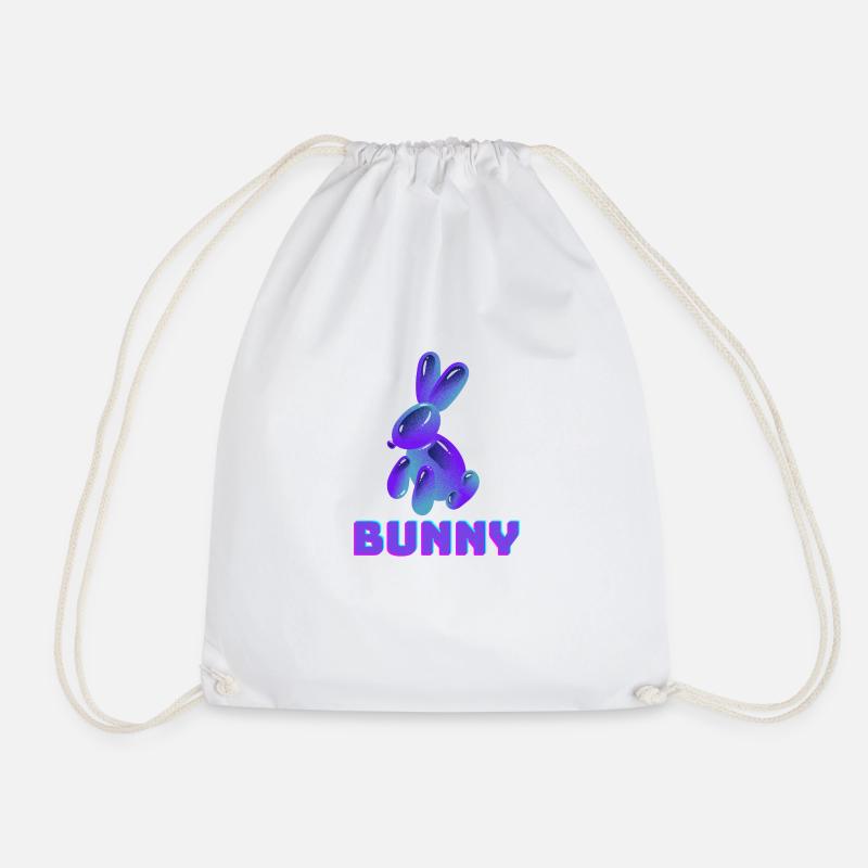 Purple Bunny - Drawstring Bag - white
