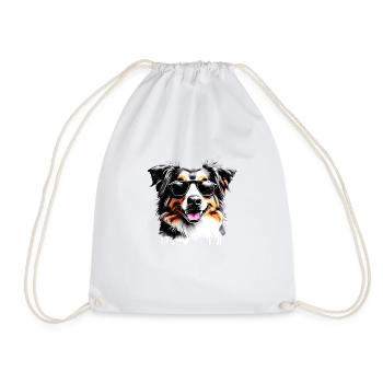 Puppy Australian Shepherd Dog Owner - Drawstring Bag - white - Front