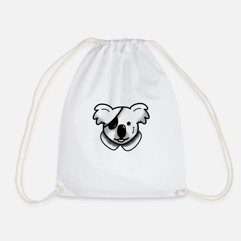 Tattoo cute Koala Pirate in a collar - Drawstring Bag - white