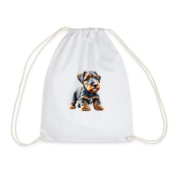 Airedale Terrier Dog Owner Dog Puppy Dog - Drawstring Bag - white - Front