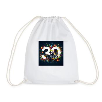 30th Anniversary Motorcycle Designs: Speed & Style - Drawstring Bag - white - Front