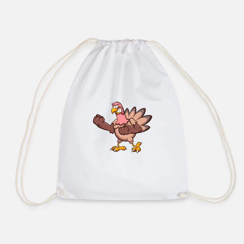 Angry Turkey - Drawstring Bag - white