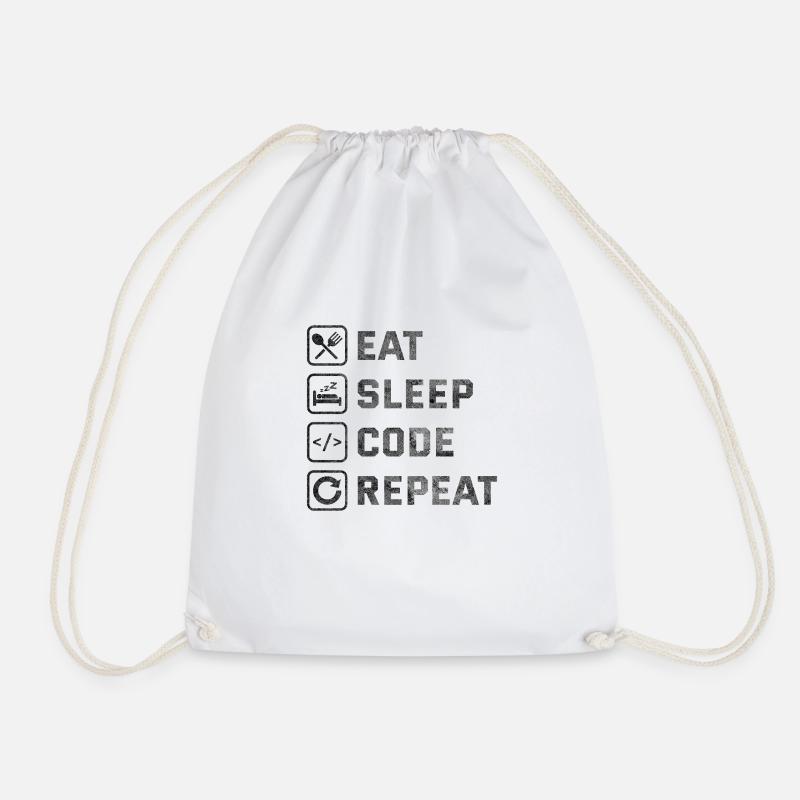 Eat Sleep Code Wiederholung - Turnbeutel - Weiß