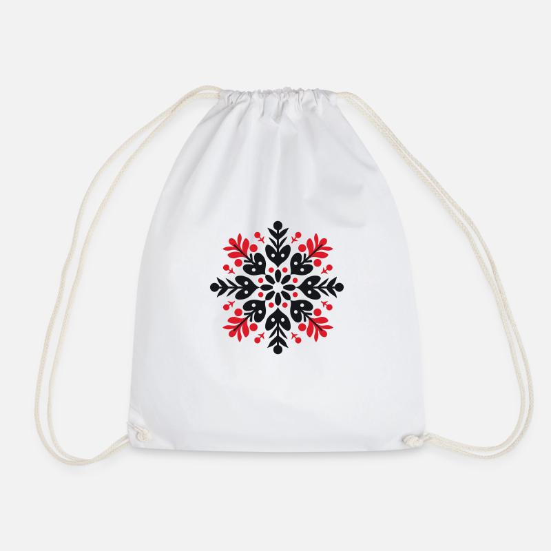 Seasonal snowflake - Drawstring Bag - white