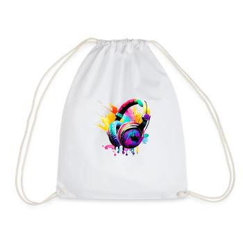 Headphones, Musicians, Listen to Music, Vocals, Gamer, Singer - Drawstring Bag - white - Front