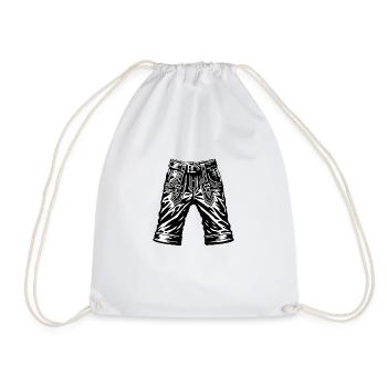 Lederhosen, pantalon traditionnel, bretelles gauche ou bretelles droites - Sac de sport léger - blanc - Devant