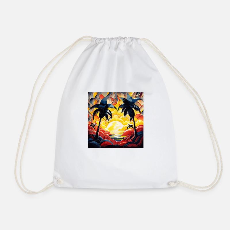 Caribbean Sunset (Artwork Collection) - Drawstring Bag - white