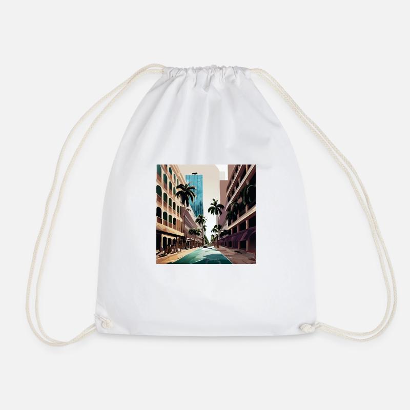 "Arrival in Miami Over Palms" (Miami Collection) - Turnbeutel - Weiß
