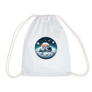 Astronaut Sleeps on the Moon - Funny Sleep - Drawstring Bag - white - Front