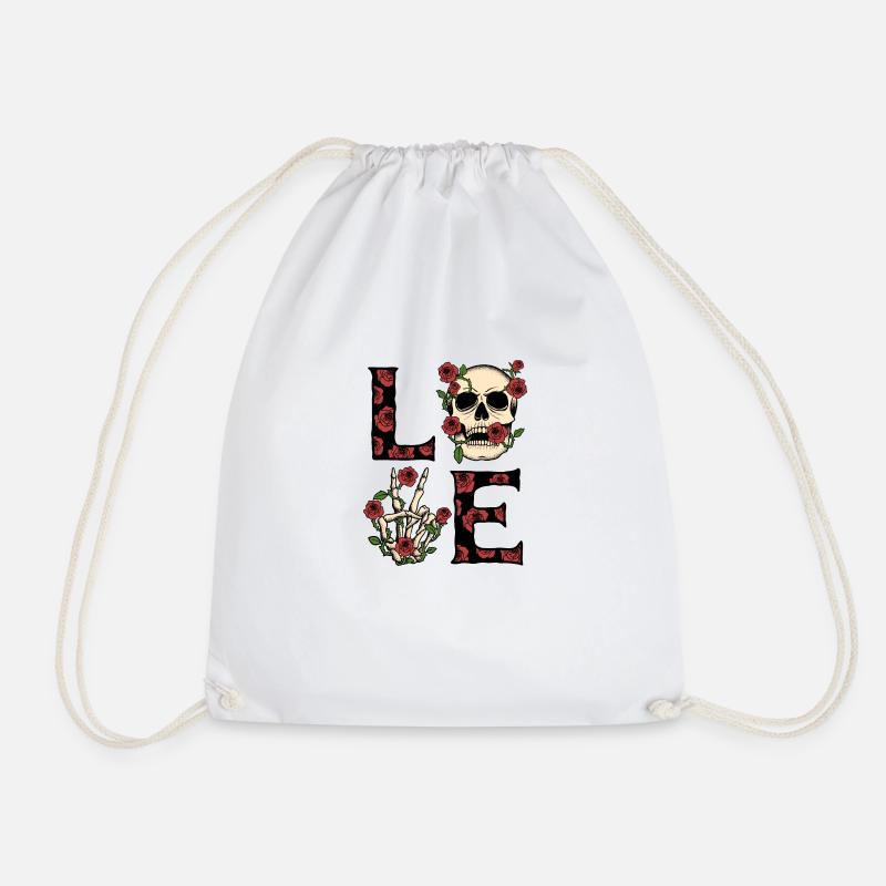 Skull - Love - Turnbeutel - Weiß