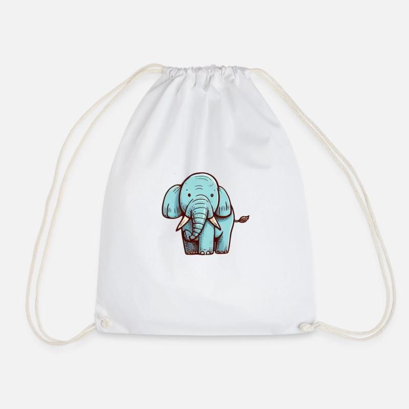 Elephant - Drawstring Bag - white