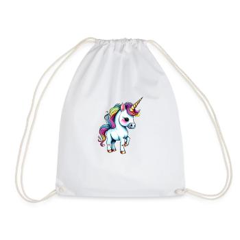 Mythical Animal: Unicorn, Girl, Unicorns, Mythical Creatures - Drawstring Bag - white - Front