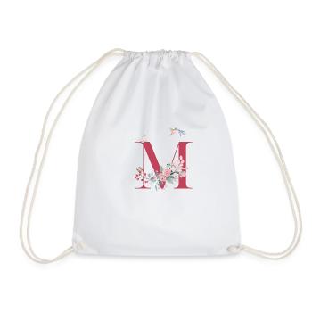 Lettre m floral -idée cadeau - Sac de sport léger - blanc - Devant