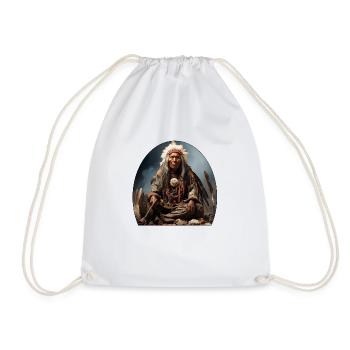 Chef indien avec coiffe de plumes - Sac de sport léger - blanc - Devant